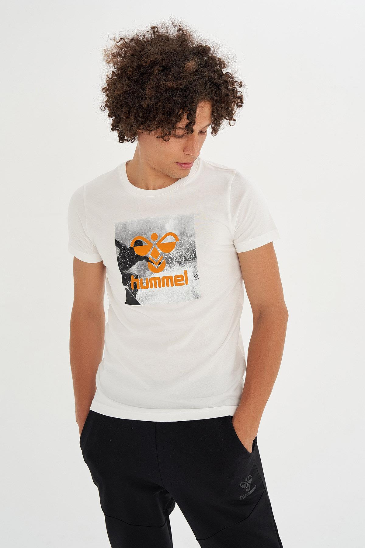 Hummel Avo T-Shirt S/S Erkek Beyaz Bisiklet Yaka Tshirt