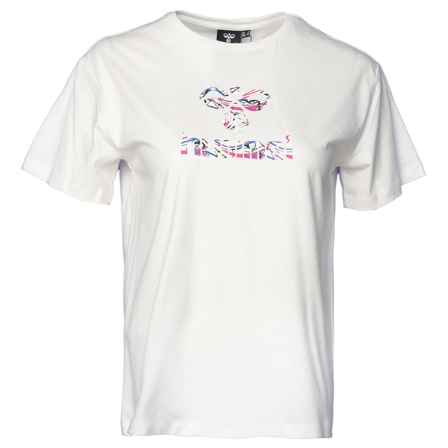 Hummel Hmlgaura T-Shirt S/S Kadın Beyaz Bisiklet Yaka Tshirt