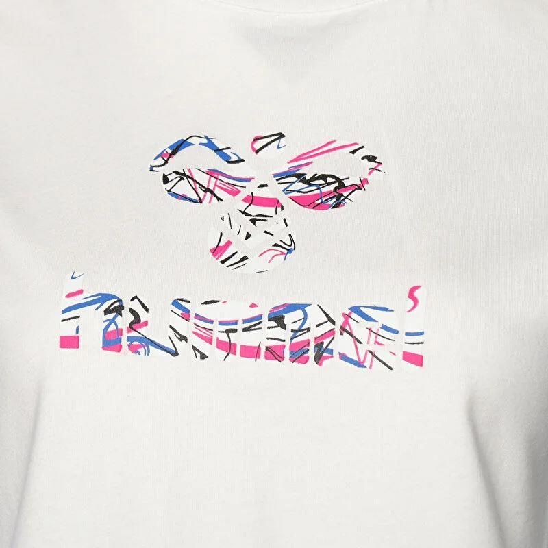 Hummel Hmlgaura T-Shirt S/S Kadın Beyaz Bisiklet Yaka Tshirt