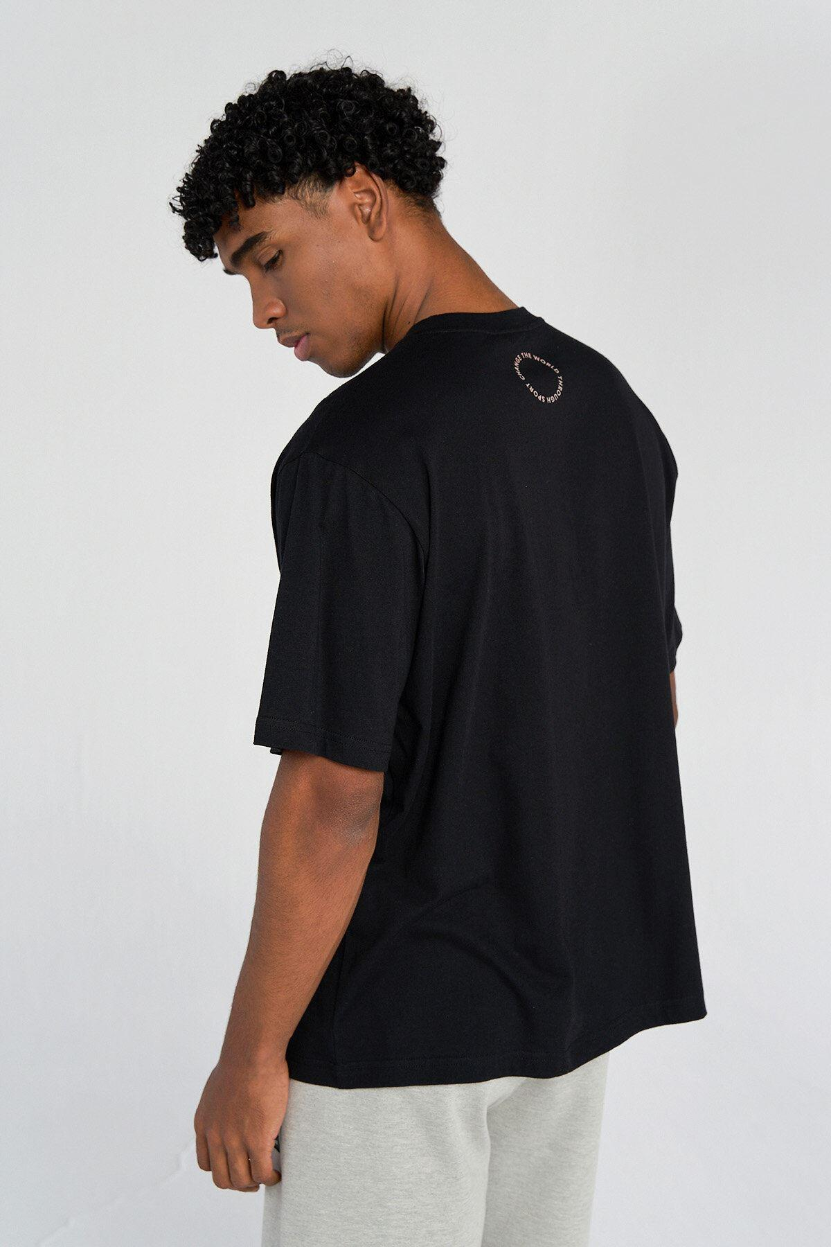 Hummel Hmlgino Oversize T-Shirt S/S Erkek Siyah Bisiklet Yaka Tshirt