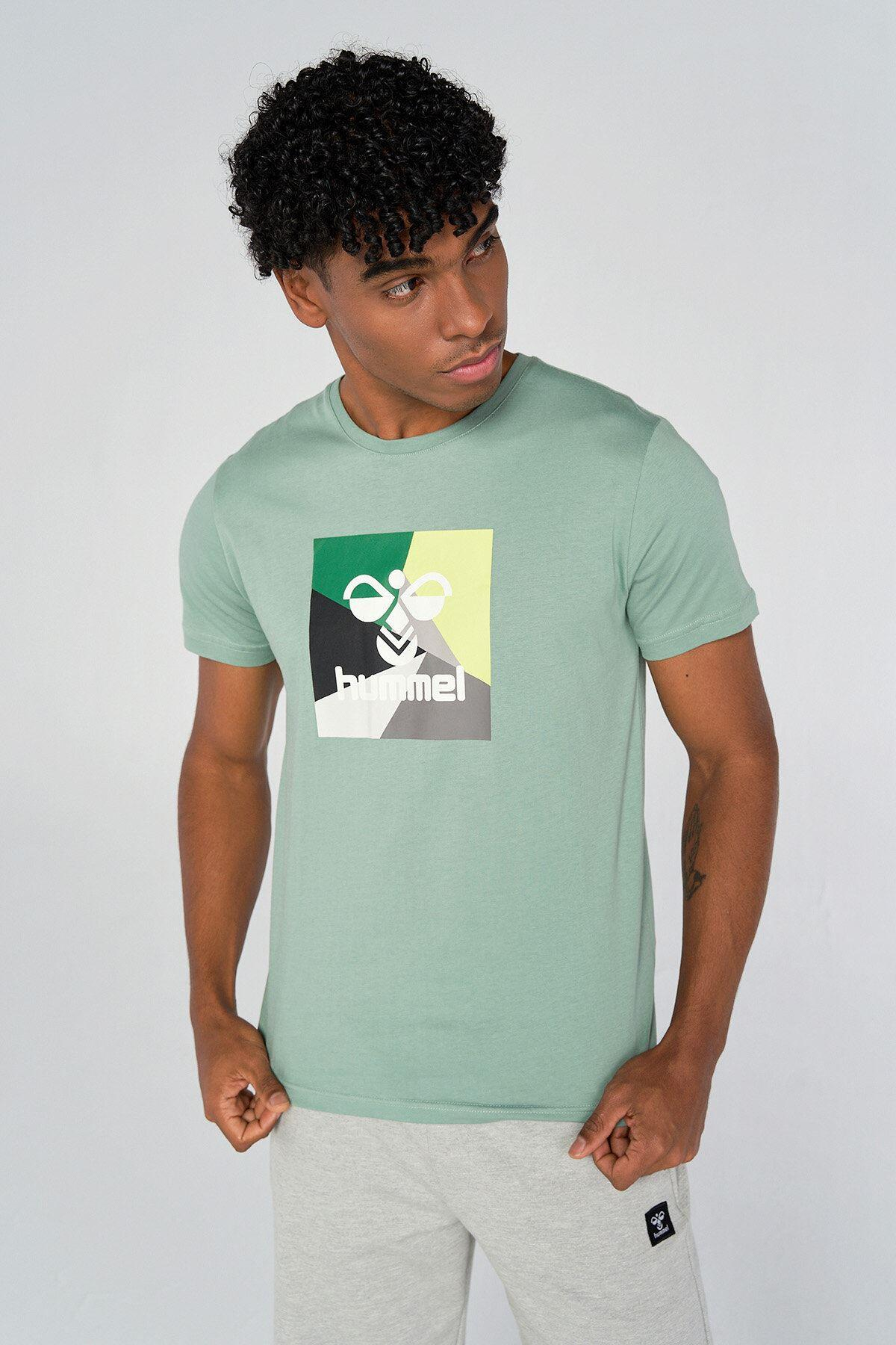 Hummel Hmlhans T-Shirt S/S Erkek Yesil Bisiklet Yaka Tshirt
