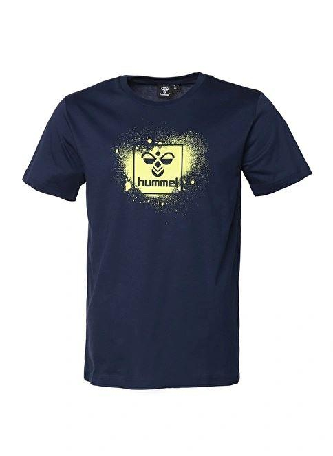 Hummel Hmlrowan T-Shirt S/S Erkek Mavi Bisiklet Yaka Tshirt