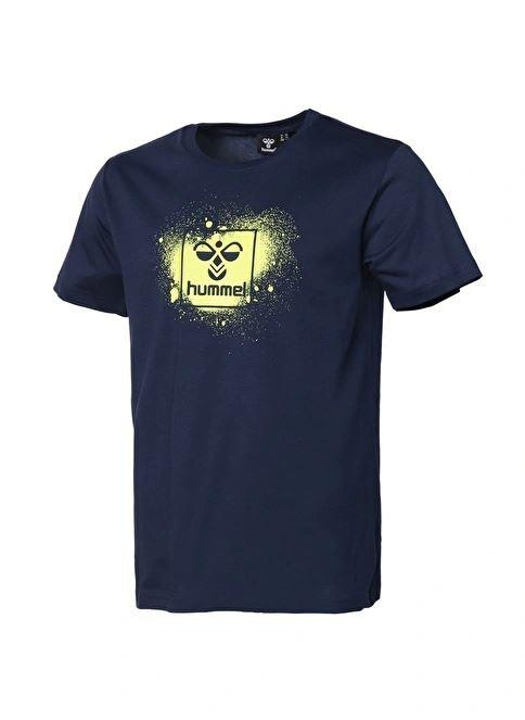 Hummel Hmlrowan T-Shirt S/S Erkek Mavi Bisiklet Yaka Tshirt