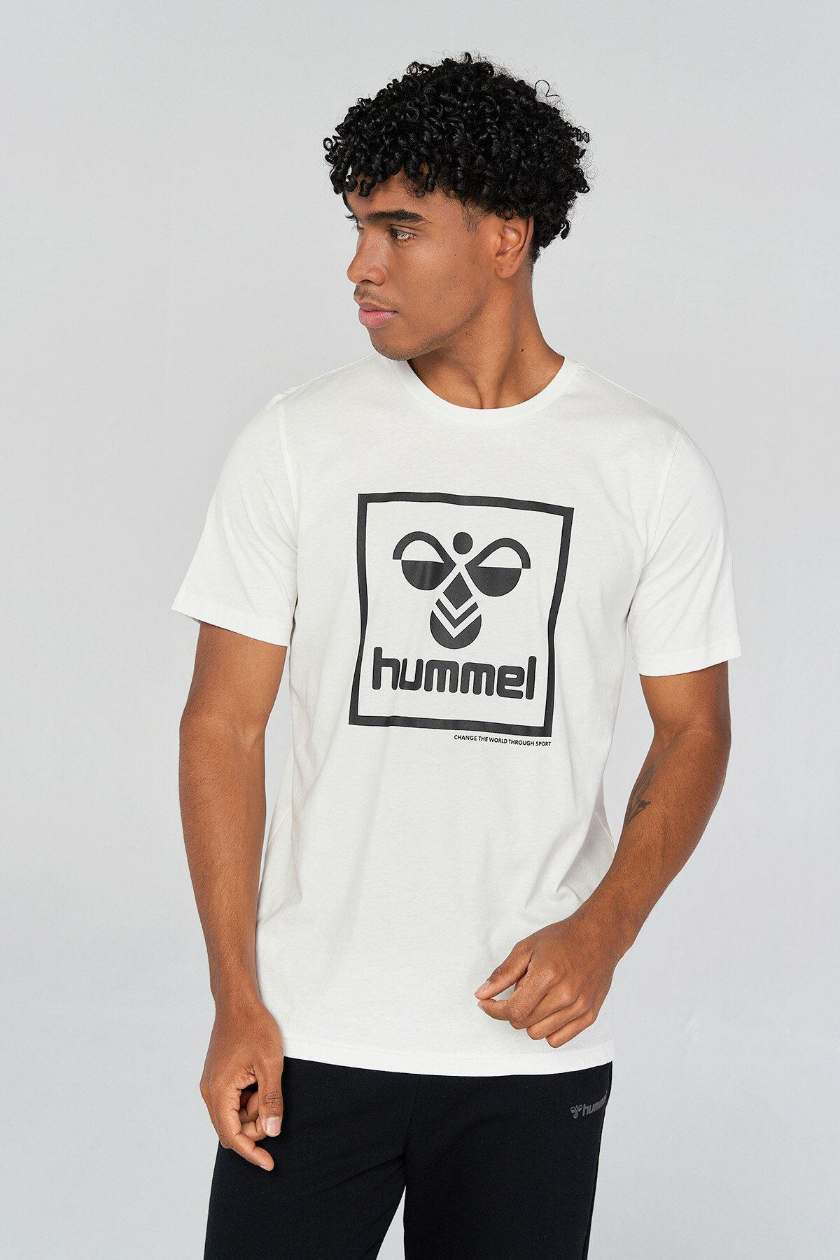 Hummel Hmlt-isam T-Shirt Erkek Beyaz Bisiklet Yaka Tshirt