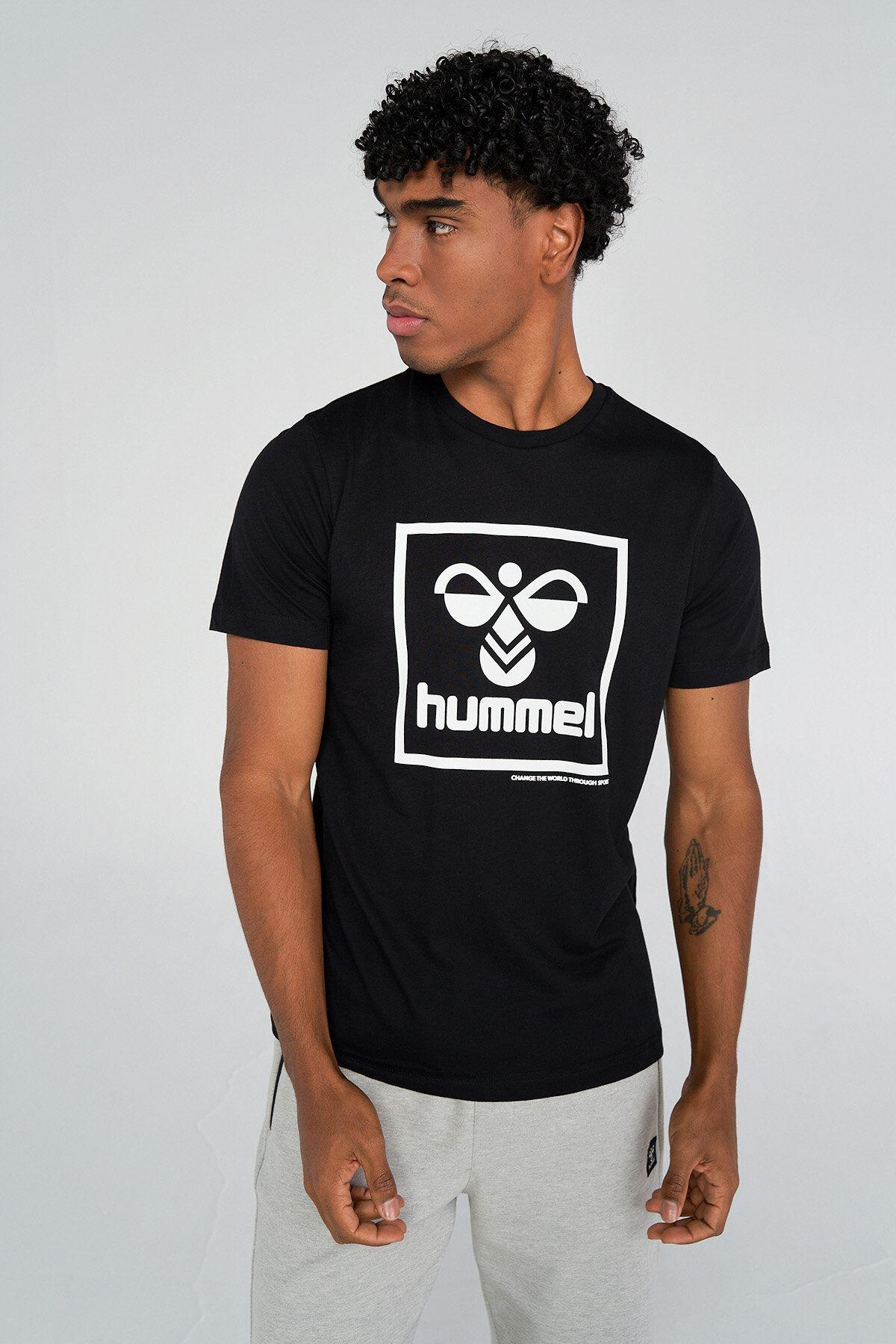 Hummel Hmlt-isam T-Shirt Erkek Siyah Bisiklet Yaka Tshirt