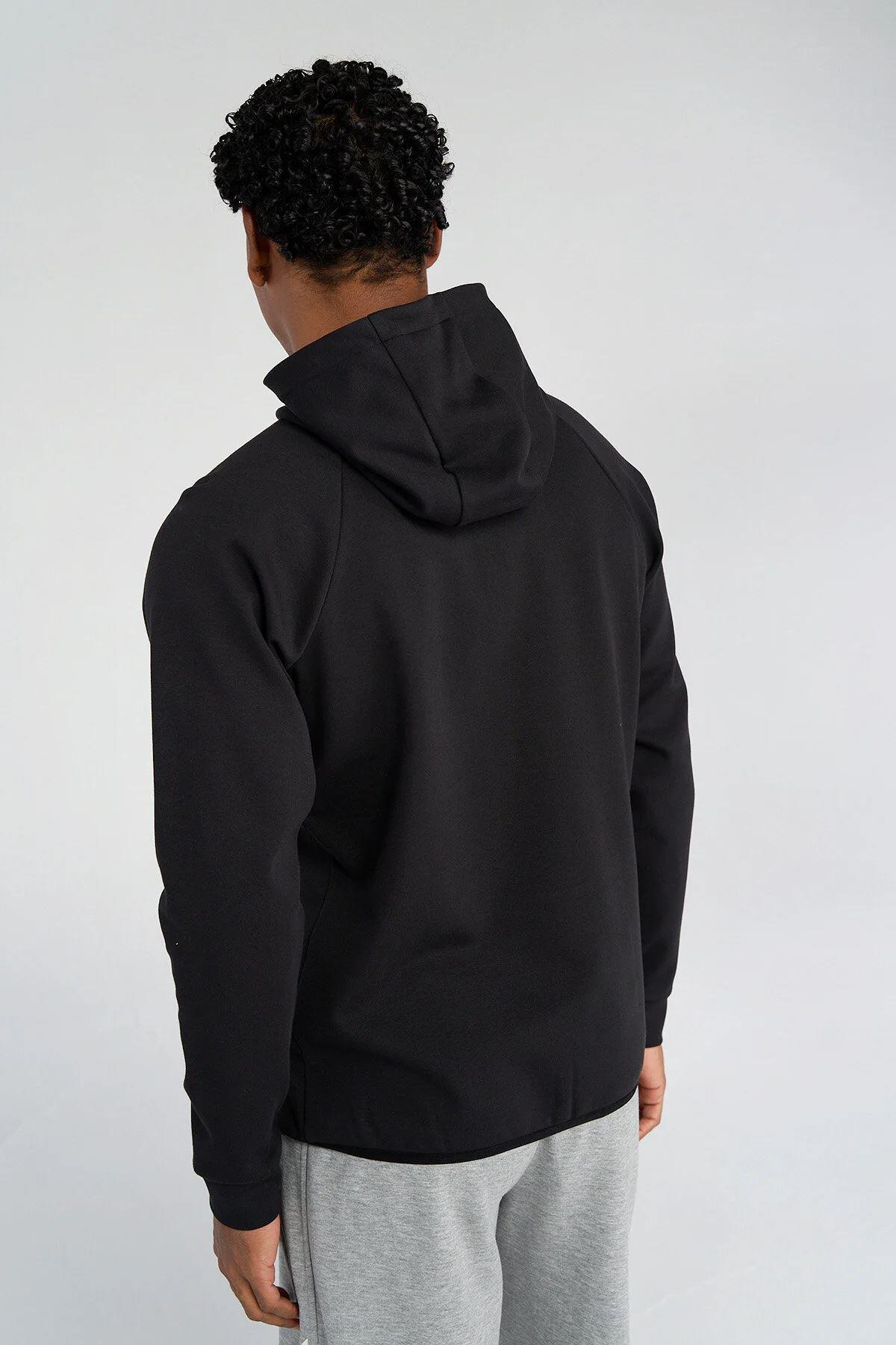 Hummel Hmlt-Mt interval Zip Hoodie Erkek Siyah Tam Fermuarlı Sweat