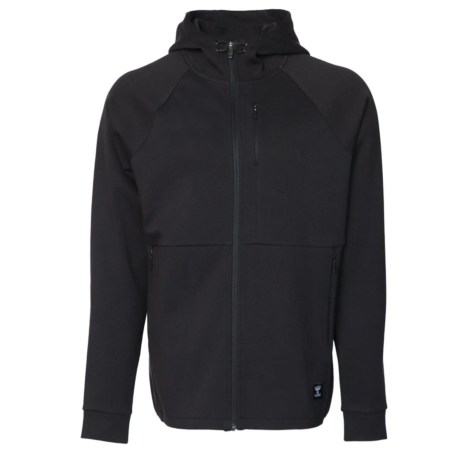 Hummel Hmlt-Mt interval Zip Hoodie Erkek Siyah Tam Fermuarlı Sweat