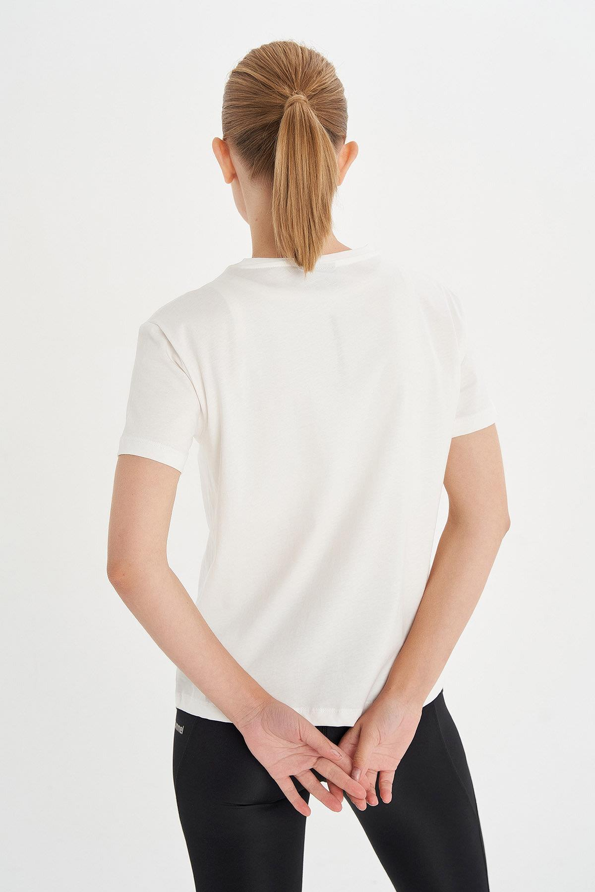 Hummel Tobino T-Shirt S/S Kadın Beyaz Bisiklet Yaka Tshirt