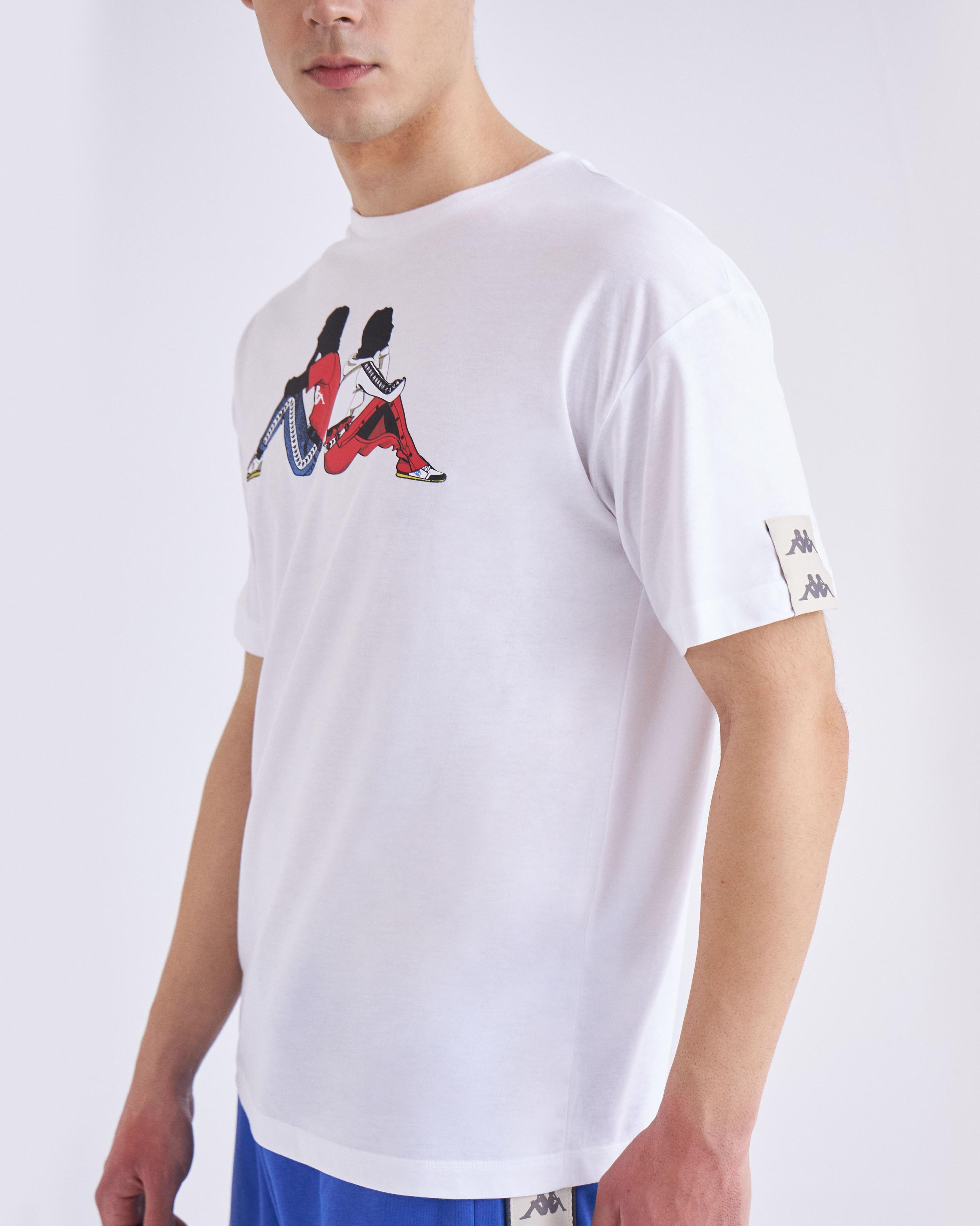 Kappa 222 Banda Pop Tk Erkek Beyaz Bisiklet Yaka Tshirt
