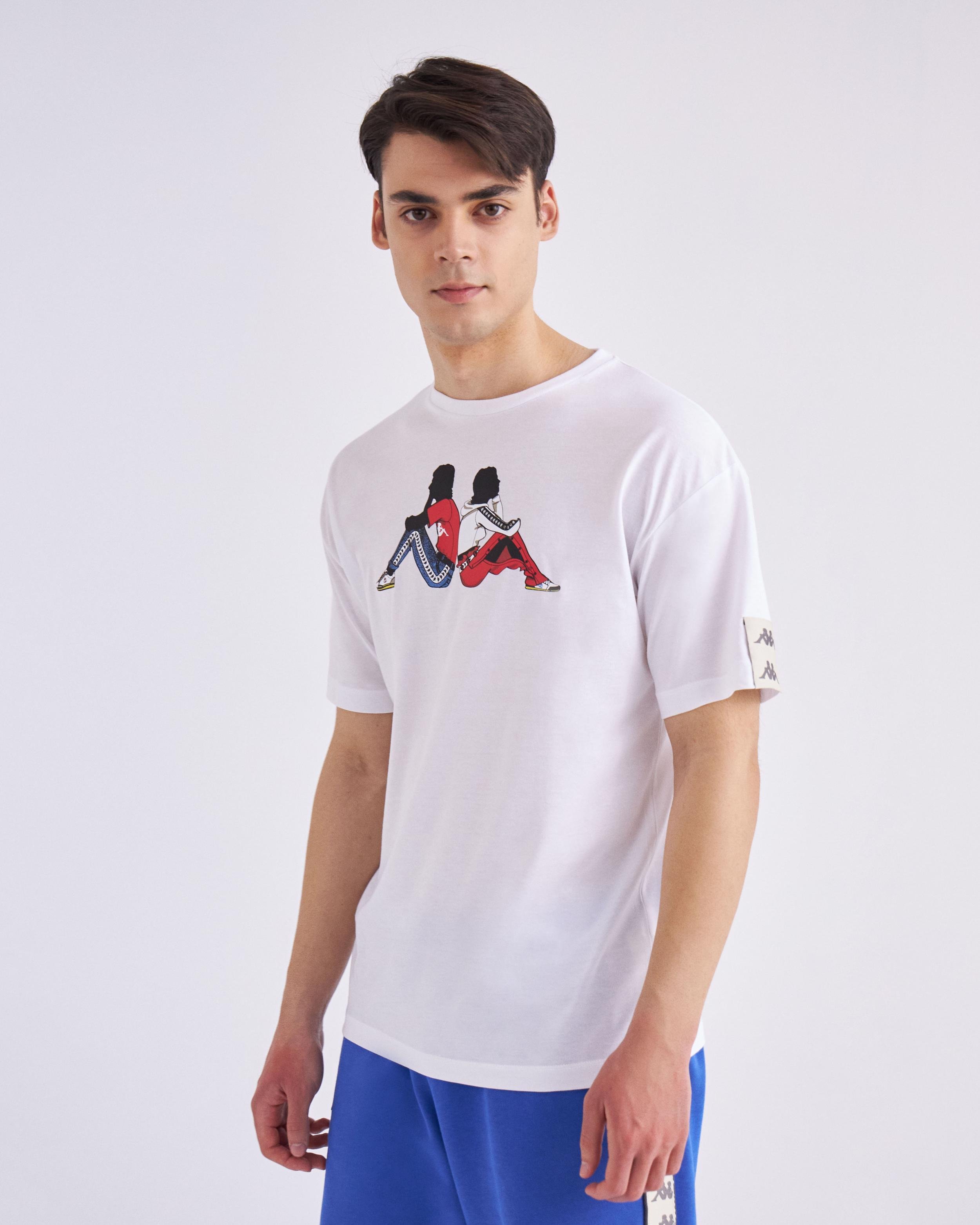 Kappa 222 Banda Pop Tk Erkek Beyaz Bisiklet Yaka Tshirt