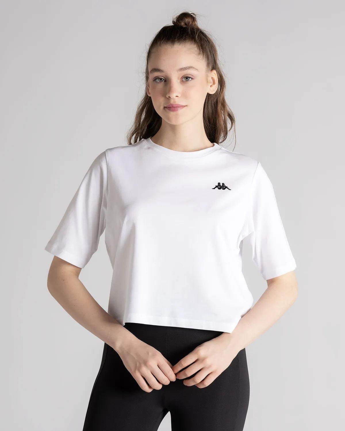 Kappa Authentic Beslily Kadın Beyaz Bisiklet Yaka Tshirt