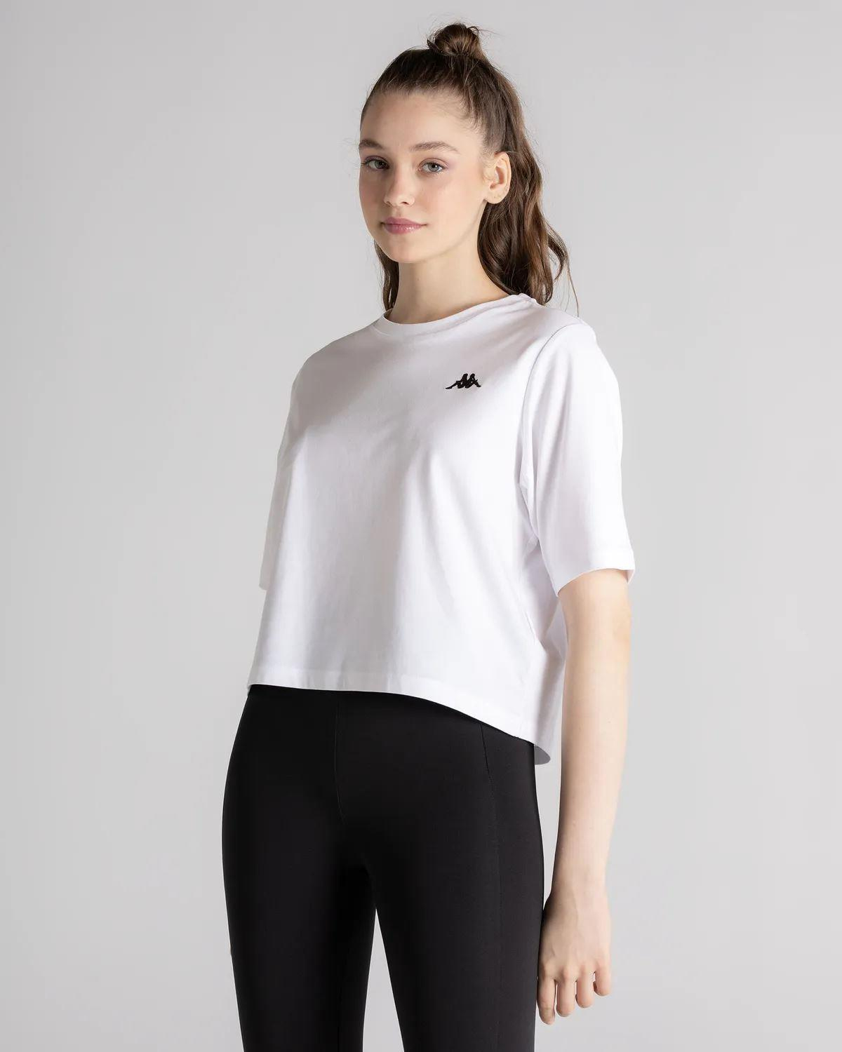Kappa Authentic Beslily Kadın Beyaz Bisiklet Yaka Tshirt