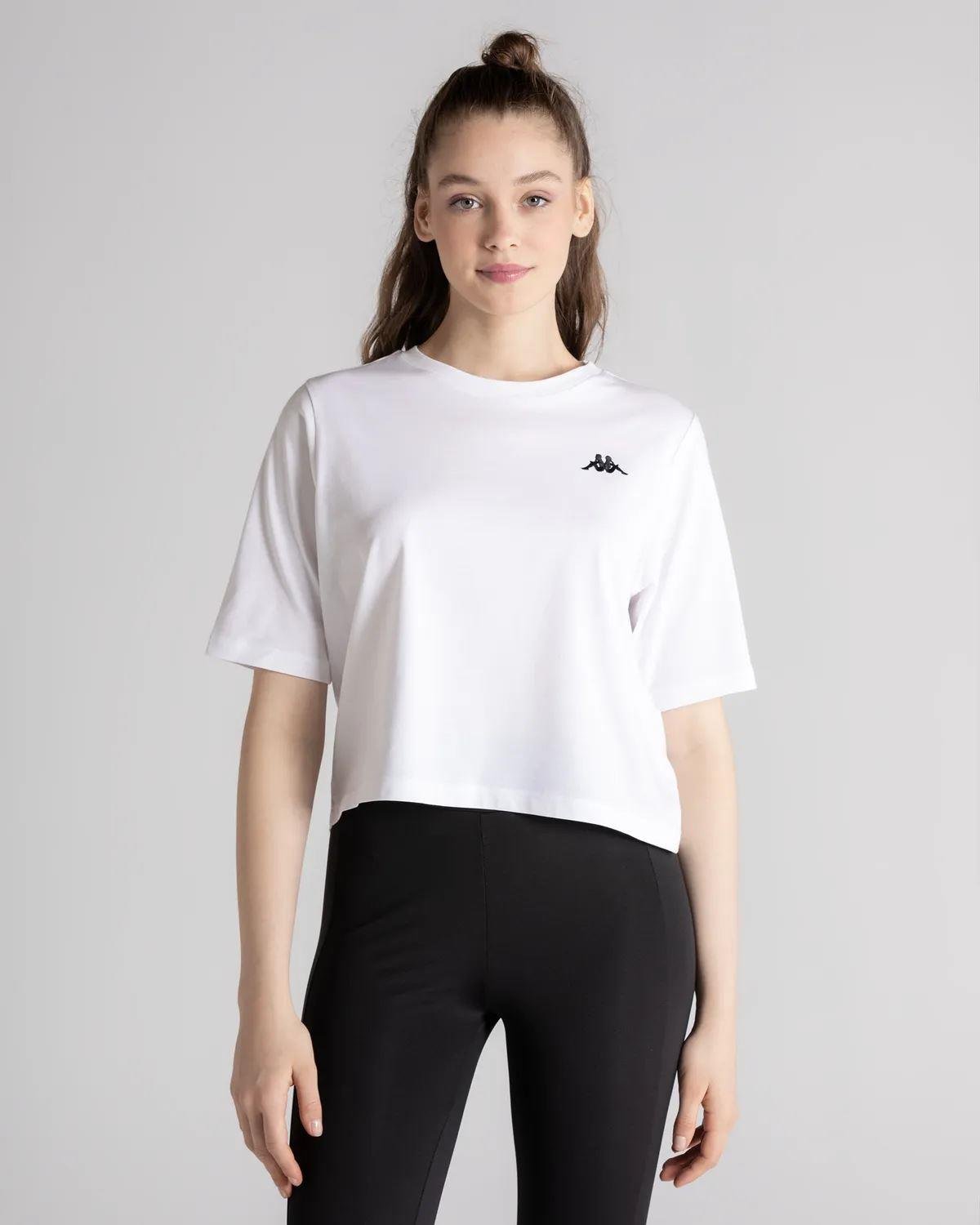 Kappa Authentic Beslily Kadın Beyaz Bisiklet Yaka Tshirt