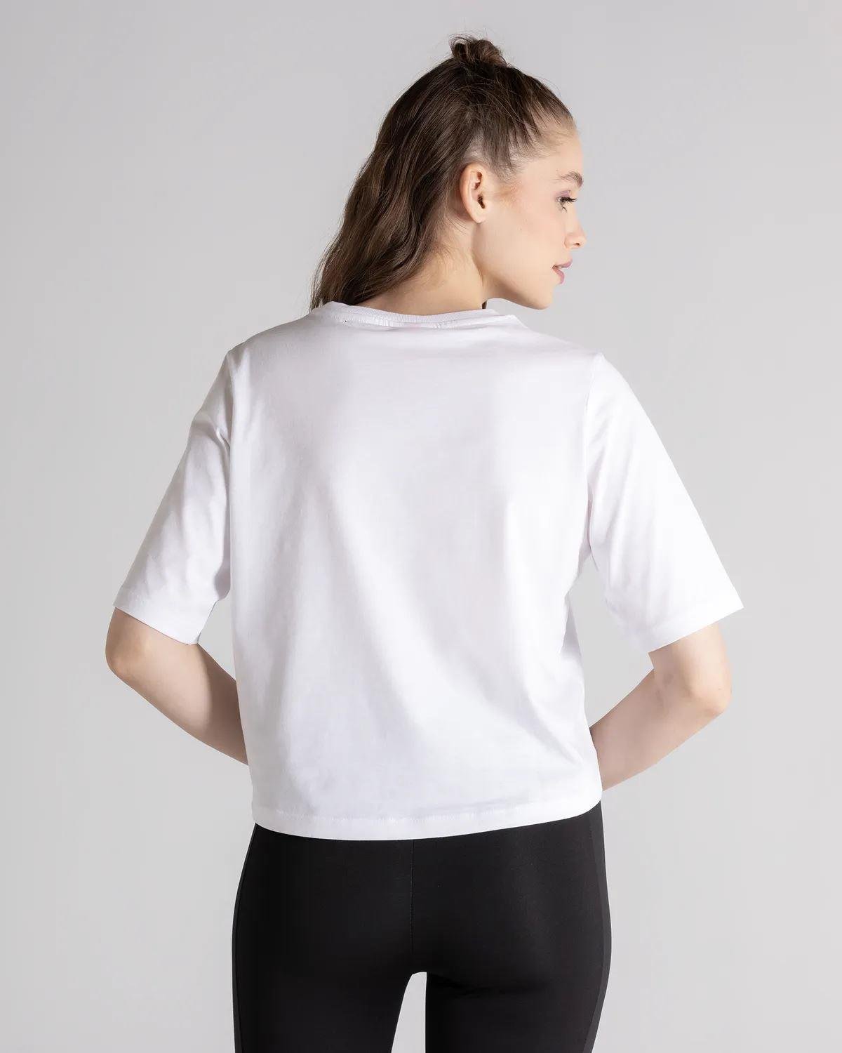 Kappa Authentic Beslily Kadın Beyaz Bisiklet Yaka Tshirt