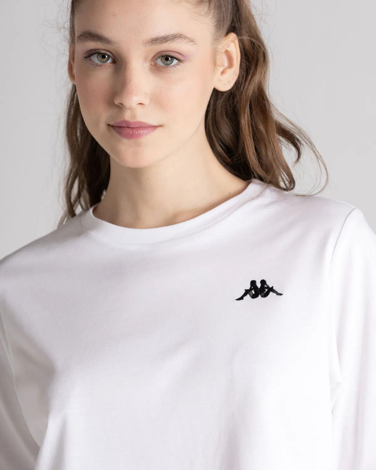 Kappa Authentic Beslily Kadın Beyaz Bisiklet Yaka Tshirt