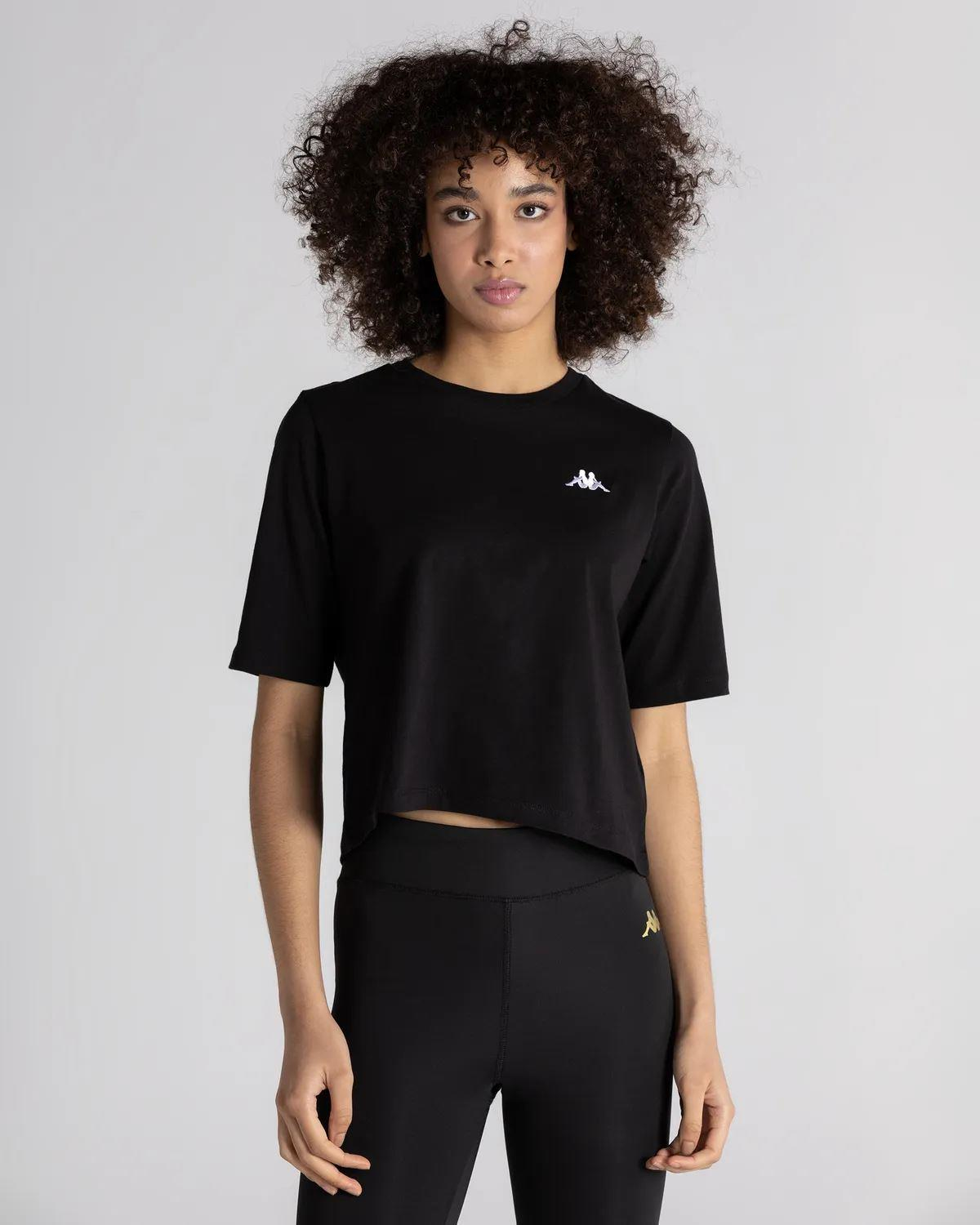 Kappa Authentic Beslily Kadın Siyah Bisiklet Yaka Tshirt