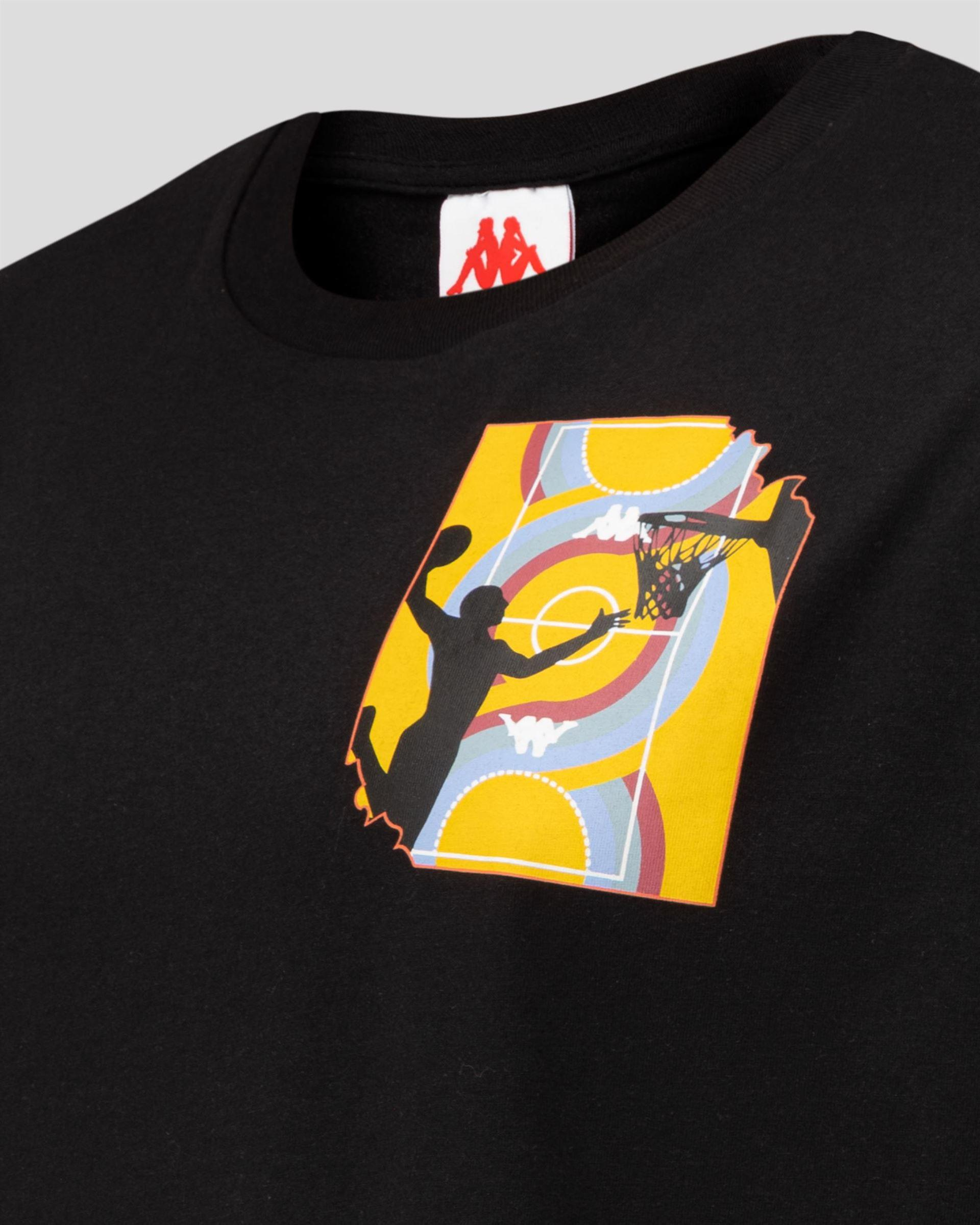 Kappa Authentic Graphik Varis Tk Erkek Siyah Bisiklet Yaka Tshirt