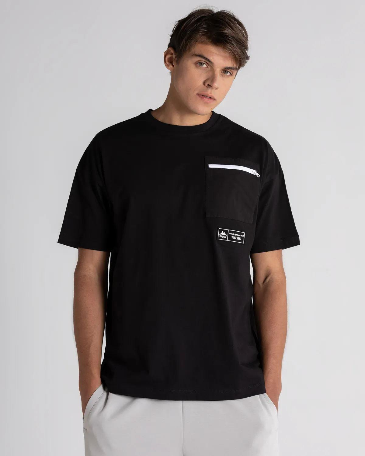 Kappa Authentic Tech Zoimen Tk Erkek Siyah Bisiklet Yaka Tshirt