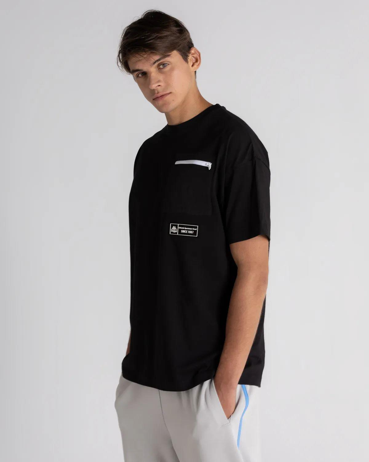 Kappa Authentic Tech Zoimen Tk Erkek Siyah Bisiklet Yaka Tshirt