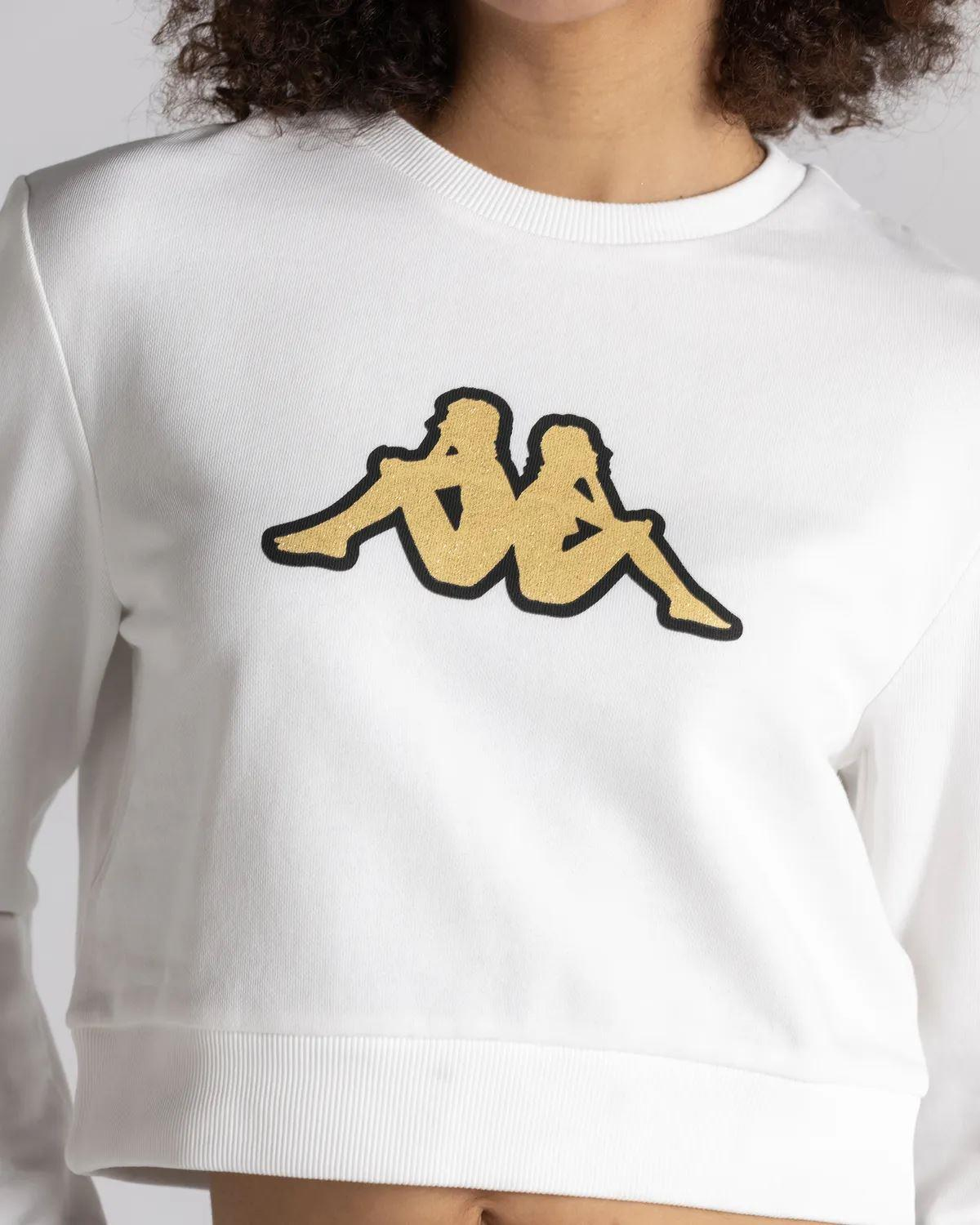 Kappa Logo Bautista Kadın Beyaz Bisiklet Yaka Sweat