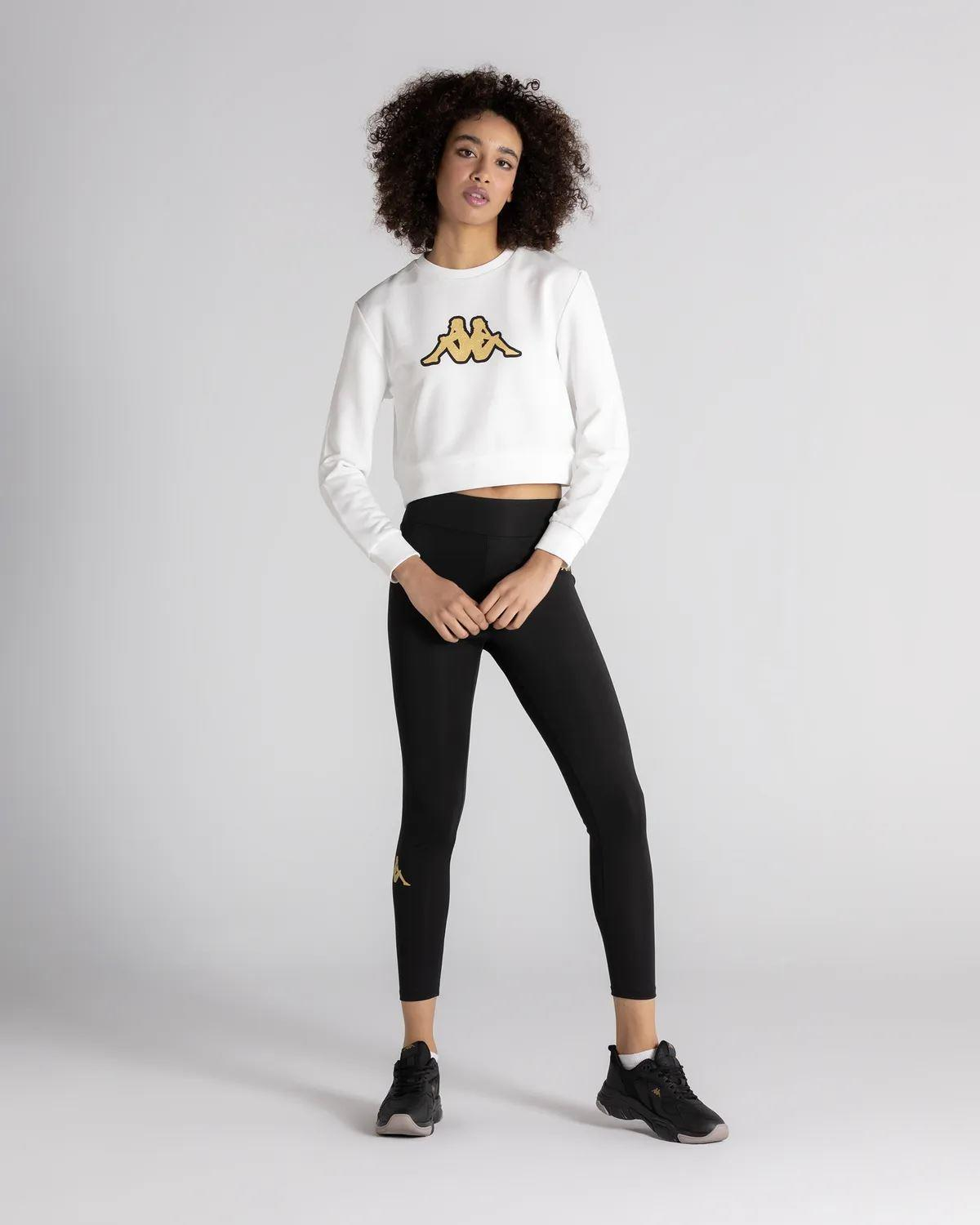 Kappa Logo Bautista Kadın Beyaz Bisiklet Yaka Sweat
