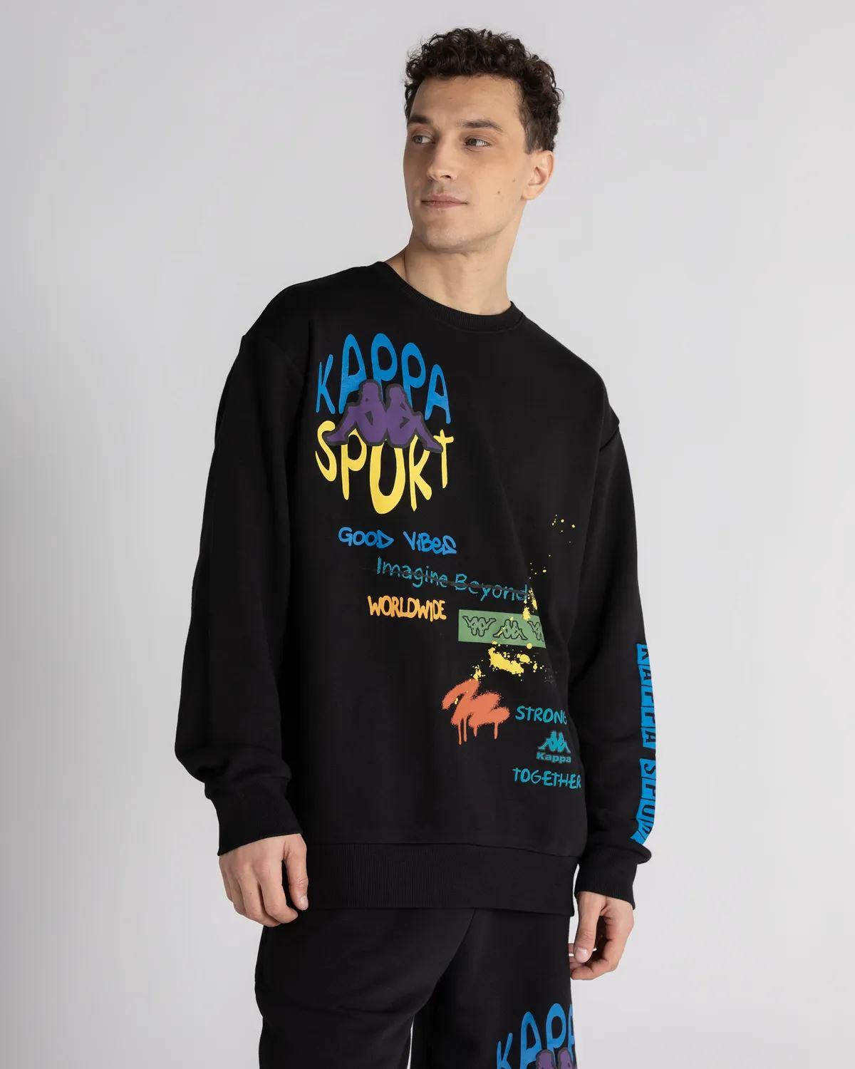 Kappa Logo Navarro Erkek Siyah Bisiklet Yaka Sweat