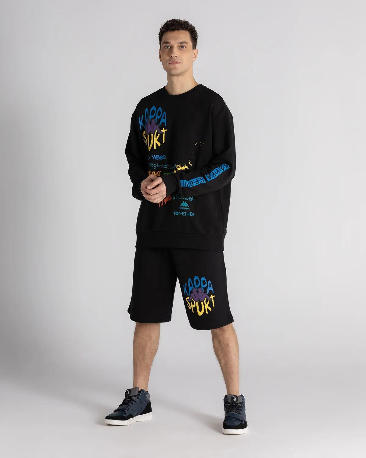 Kappa Logo Navarro Erkek Siyah Bisiklet Yaka Sweat
