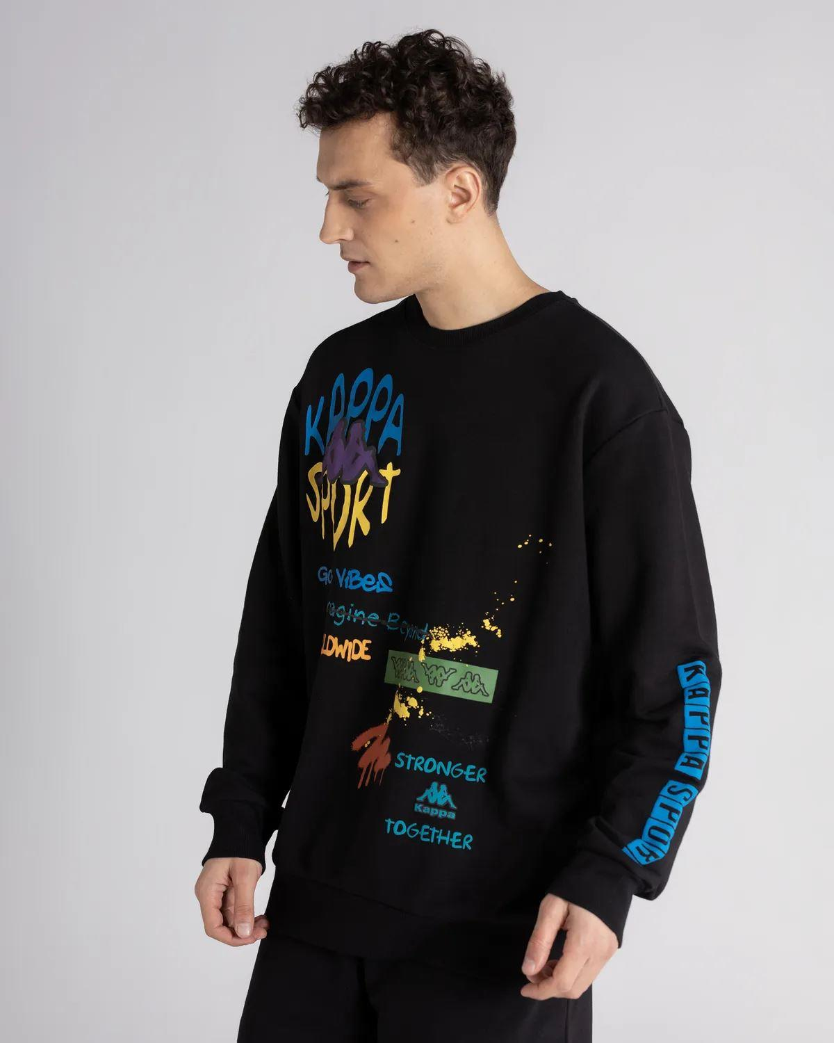 Kappa Logo Navarro Erkek Siyah Bisiklet Yaka Sweat