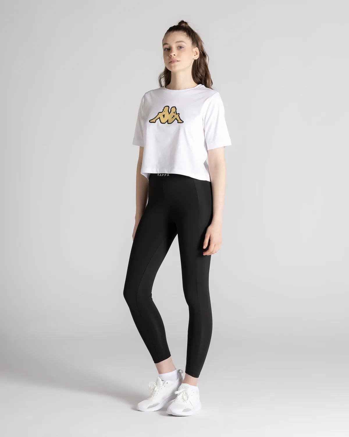 Kappa Logo Teoin Kadın Beyaz Bisiklet Yaka Tshirt