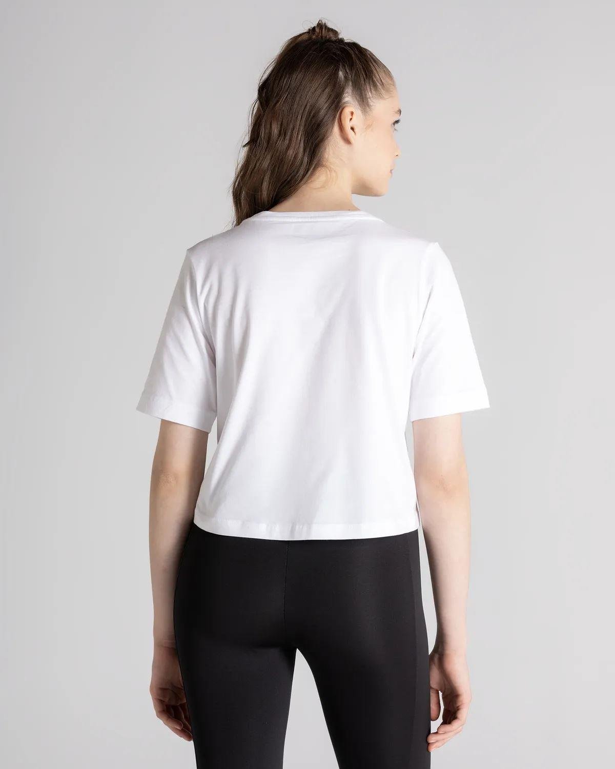 Kappa Logo Teoin Kadın Beyaz Bisiklet Yaka Tshirt