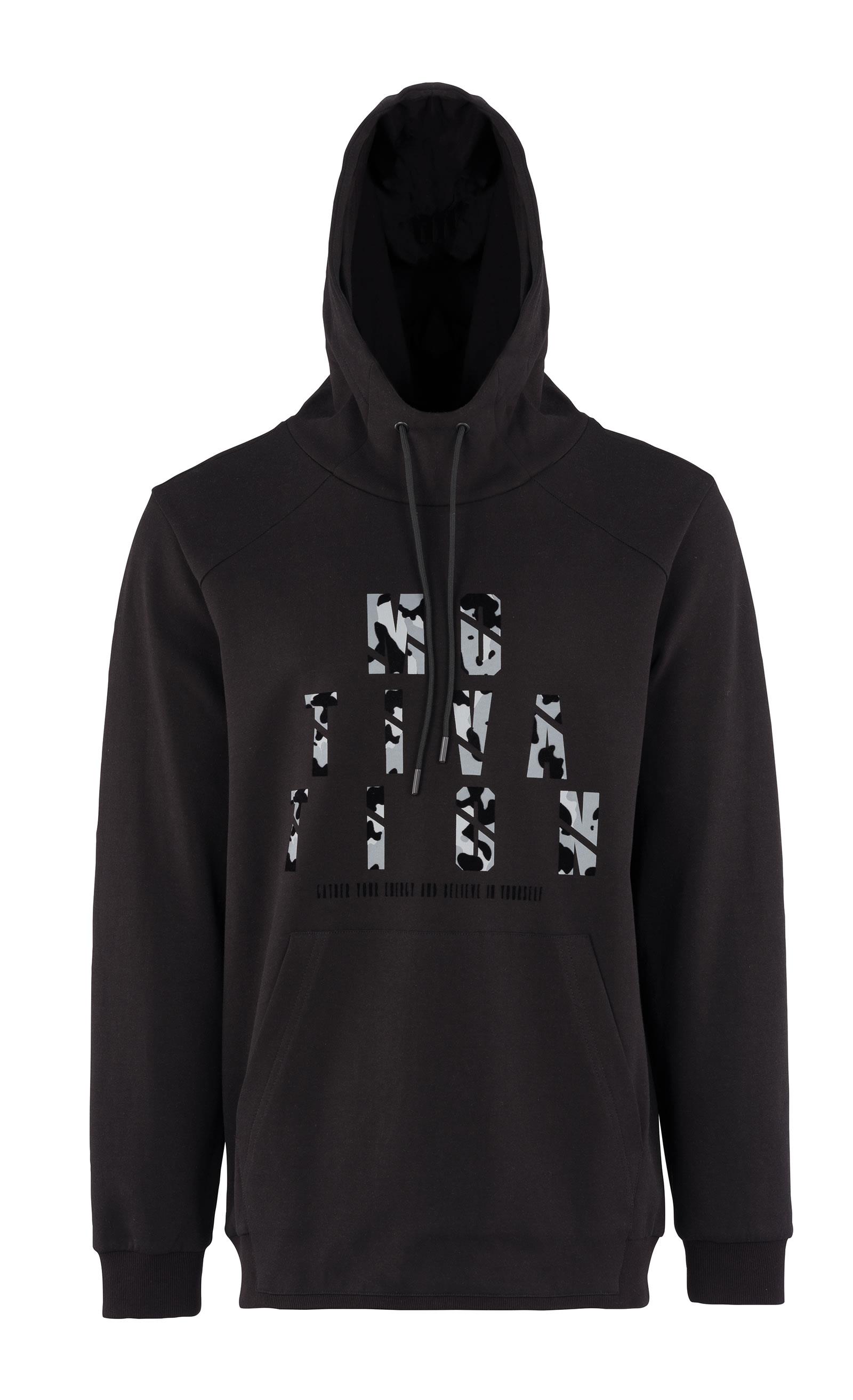 Lumberjack 0W Ace Slogan Hoodie Erkek Siyah Kapşonlu Sweat