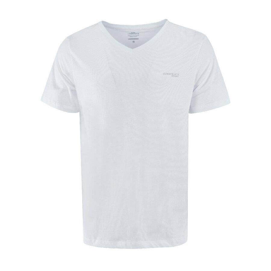Lumberjack 1M Ct106 Basic V Neck T-Shirt Erkek Beyaz Tshirt