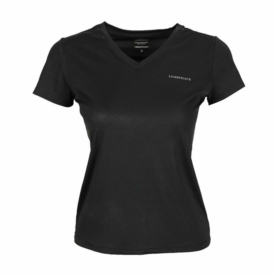 Lumberjack 1M Ct127 Basic Pes V Neck T-Shirt Kadın Siyah Tshirt