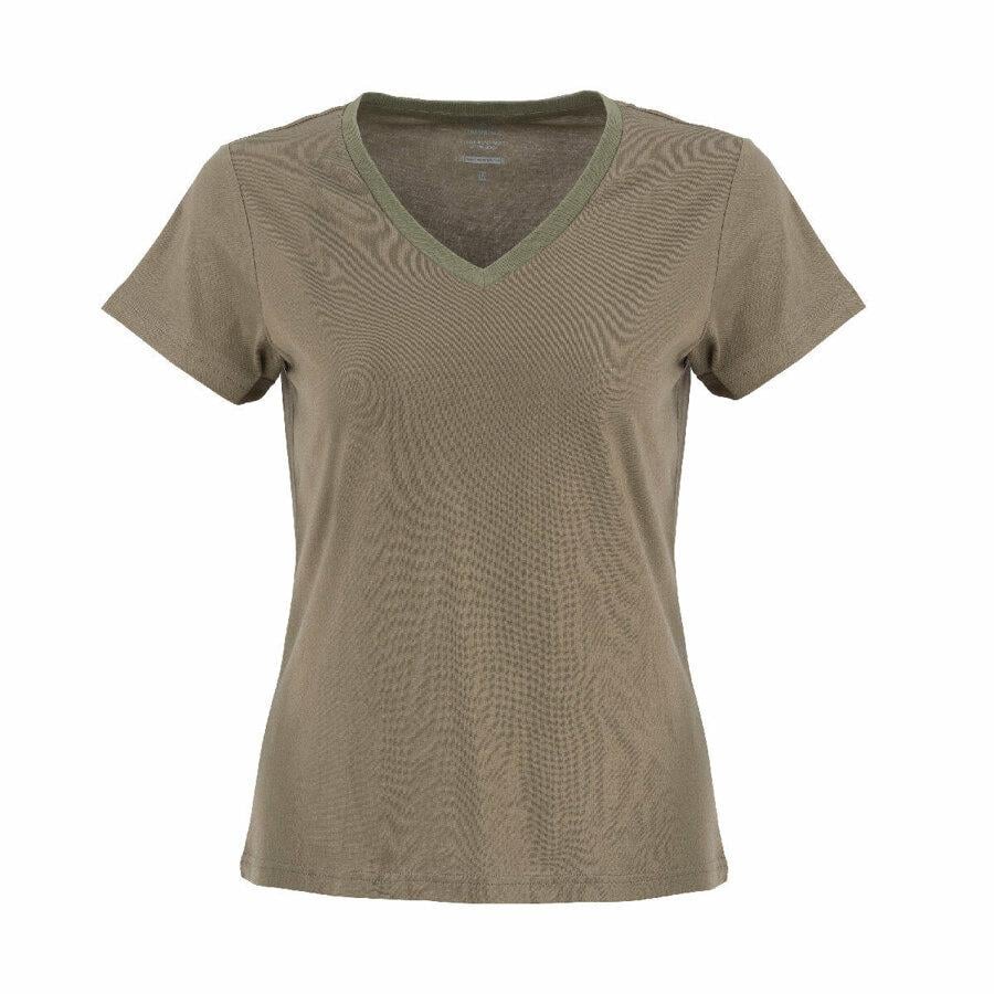 Lumberjack 1M Ct132 Basic Modal V Neck T-Shirt Kadın Haki Tshirt