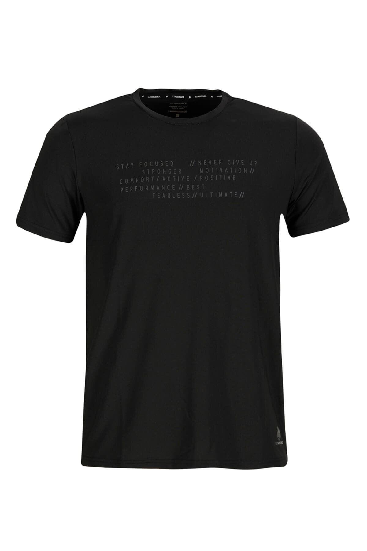 Lumberjack 1M Ct388 Army Slogan T-Shirt Erkek Siyah Tshirt