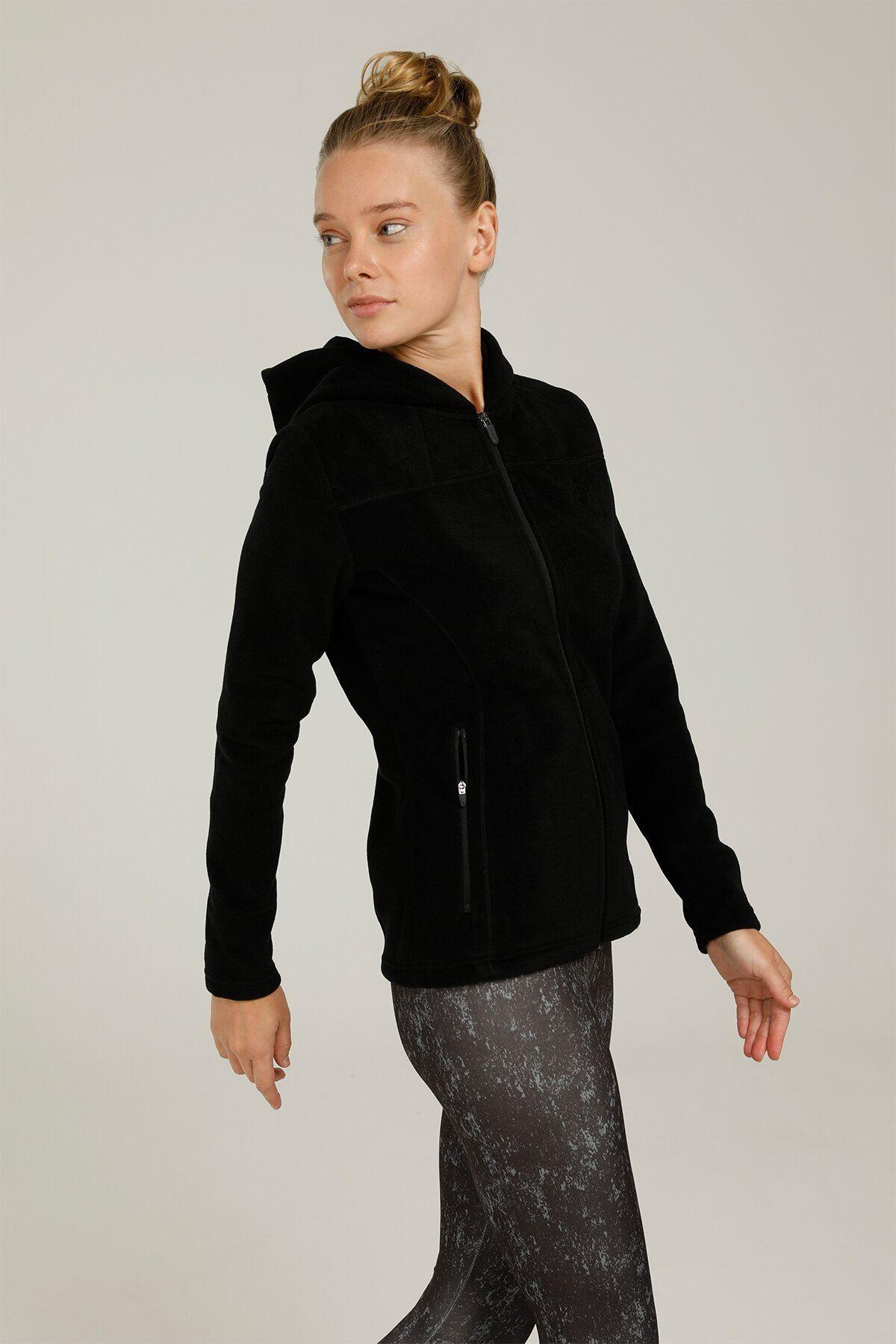 Lumberjack 1W Ct657 Basic Polar Zip Hoodie W  1 Kadın Siyah Polar
