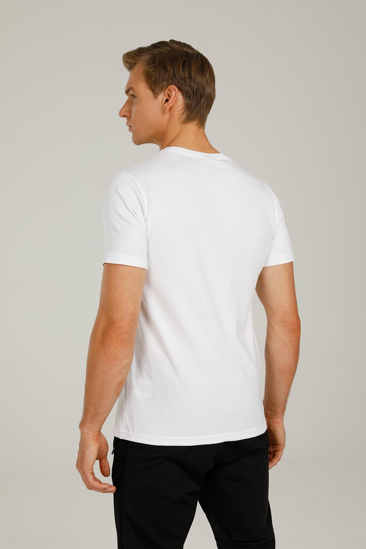 Lumberjack 1W Ct754 Aron Logo T-Shirt 1Pr Erkek Beyaz Tshirt