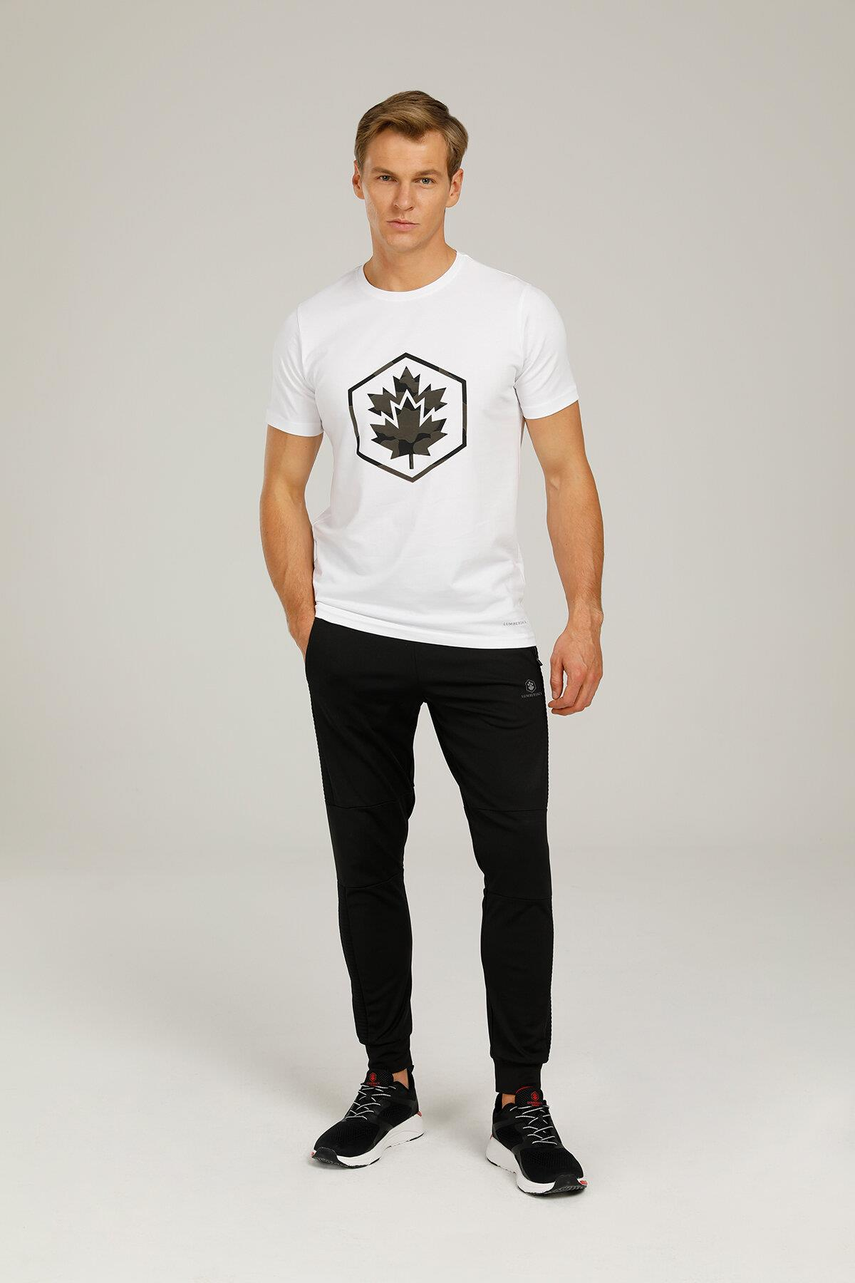 Lumberjack 1W Ct754 Aron Logo T-Shirt 1Pr Erkek Beyaz Tshirt