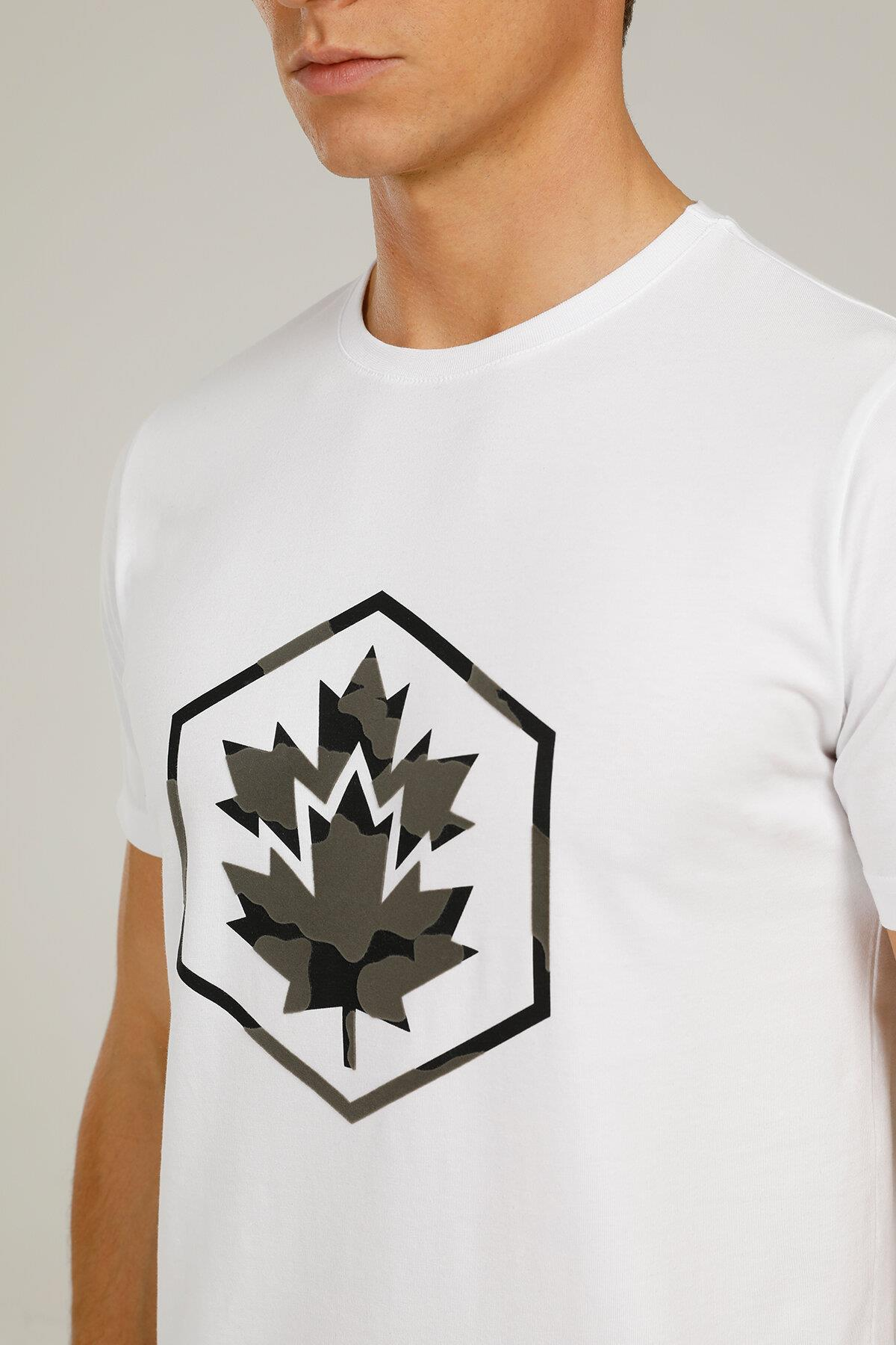 Lumberjack 1W Ct754 Aron Logo T-Shirt 1Pr Erkek Beyaz Tshirt
