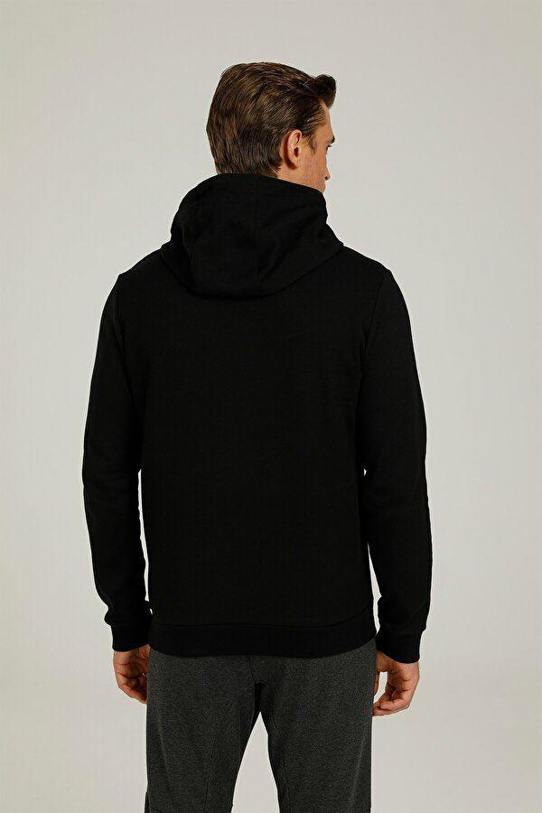 Lumberjack 1W Ct775 Ray Slogan Hoodie 1Pr Erkek Siyah Kapşonlu Sweat