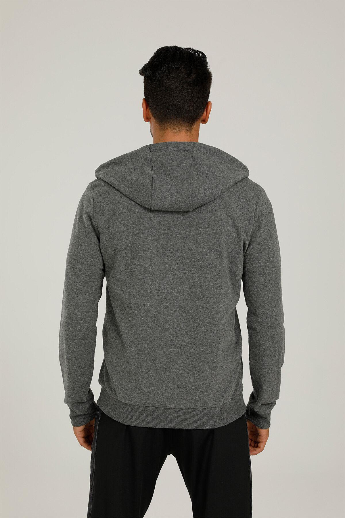 Lumberjack 1W Sn72 Basic Hoodie Full Zip 1Pr Erkek Gri Melanj Sweatshirt