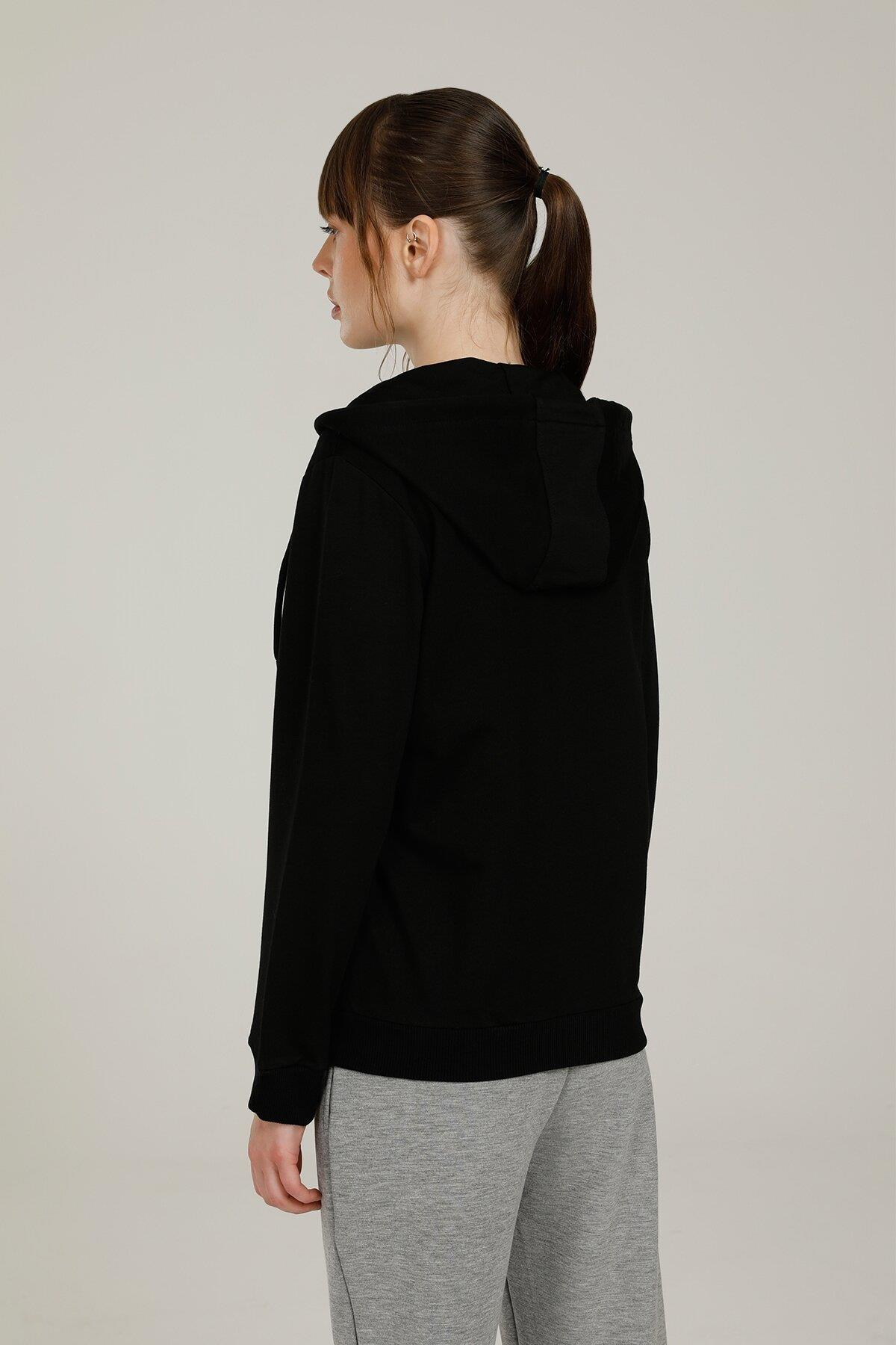 Lumberjack 1W Sn77 Basic Hoodie Full Zip 1Pr Kadın Siyah Sweatshirt