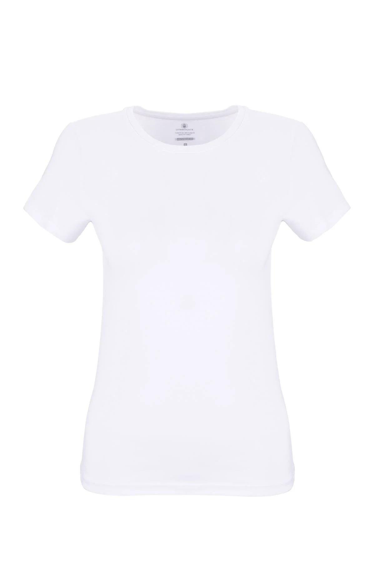 Lumberjack 2M Ct129 Basic C Neck T-Shirt 2Fx Erkek Beyaz Bisiklet Yaka Tshirt