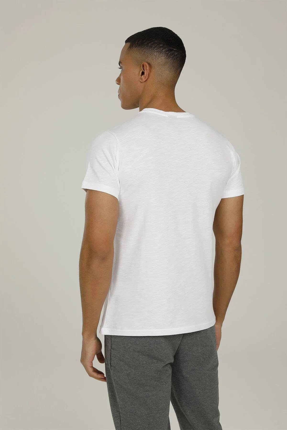 Lumberjack 2M M-1815 Raelyn Kk Tshirt B 2Fx Erkek Beyaz Bisiklet Yaka Tshirt