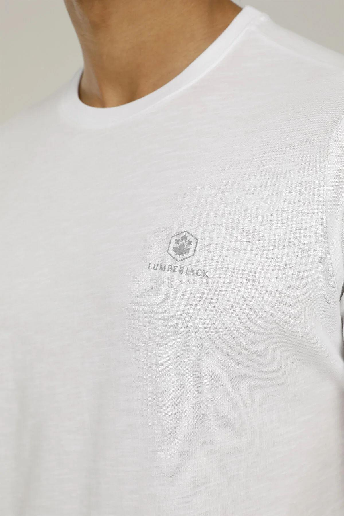 Lumberjack 2M M-1815 Raelyn Kk Tshirt B 2Fx Erkek Beyaz Bisiklet Yaka Tshirt