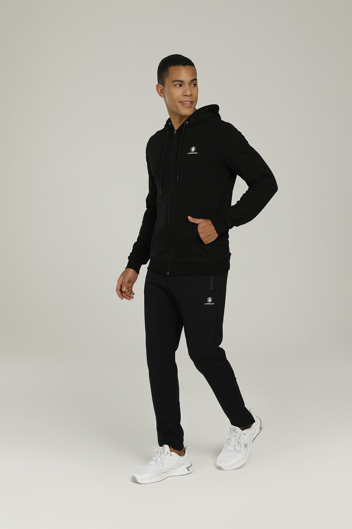 Lumberjack 2M Sn72 Basic Full Zip Hoodie 2Fx Erkek Siyah Tam Fermuarlı Sweat