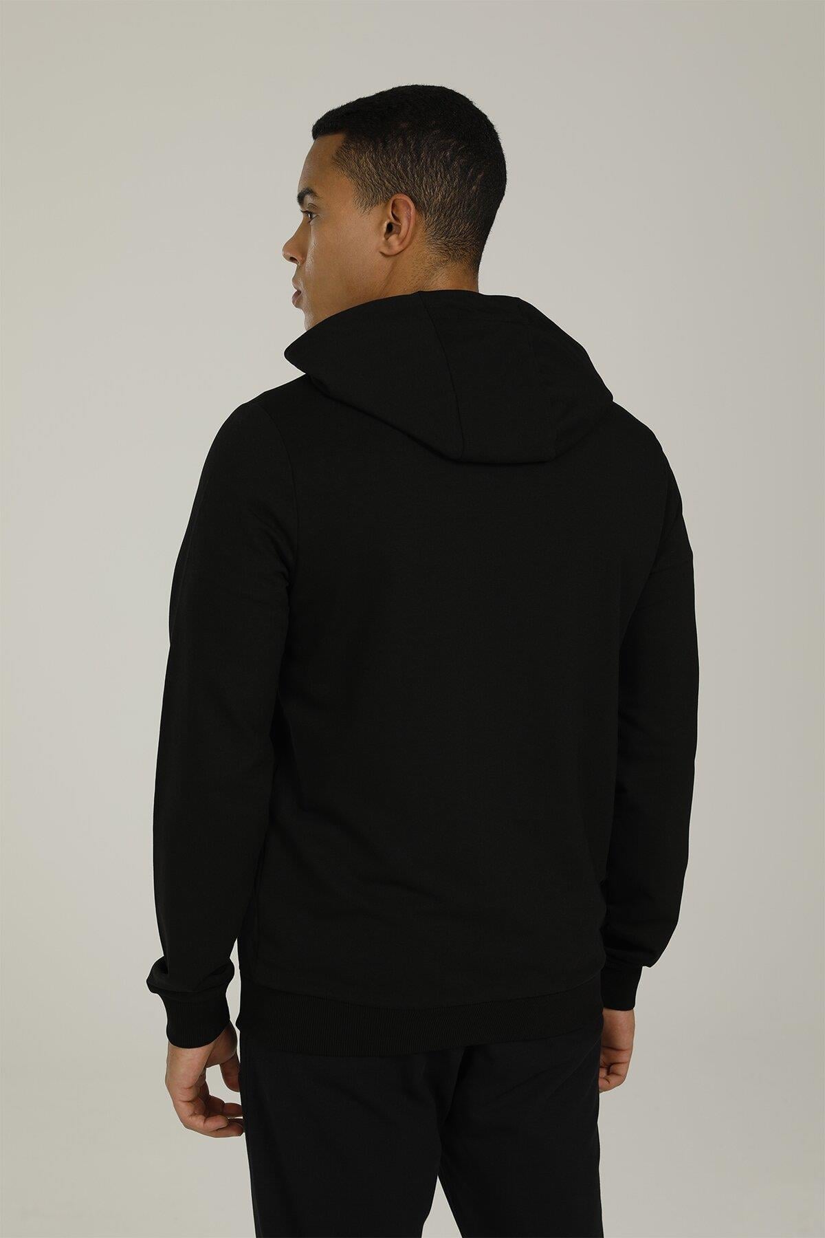 Lumberjack 2M Sn72 Basic Full Zip Hoodie 2Fx Erkek Siyah Tam Fermuarlı Sweat