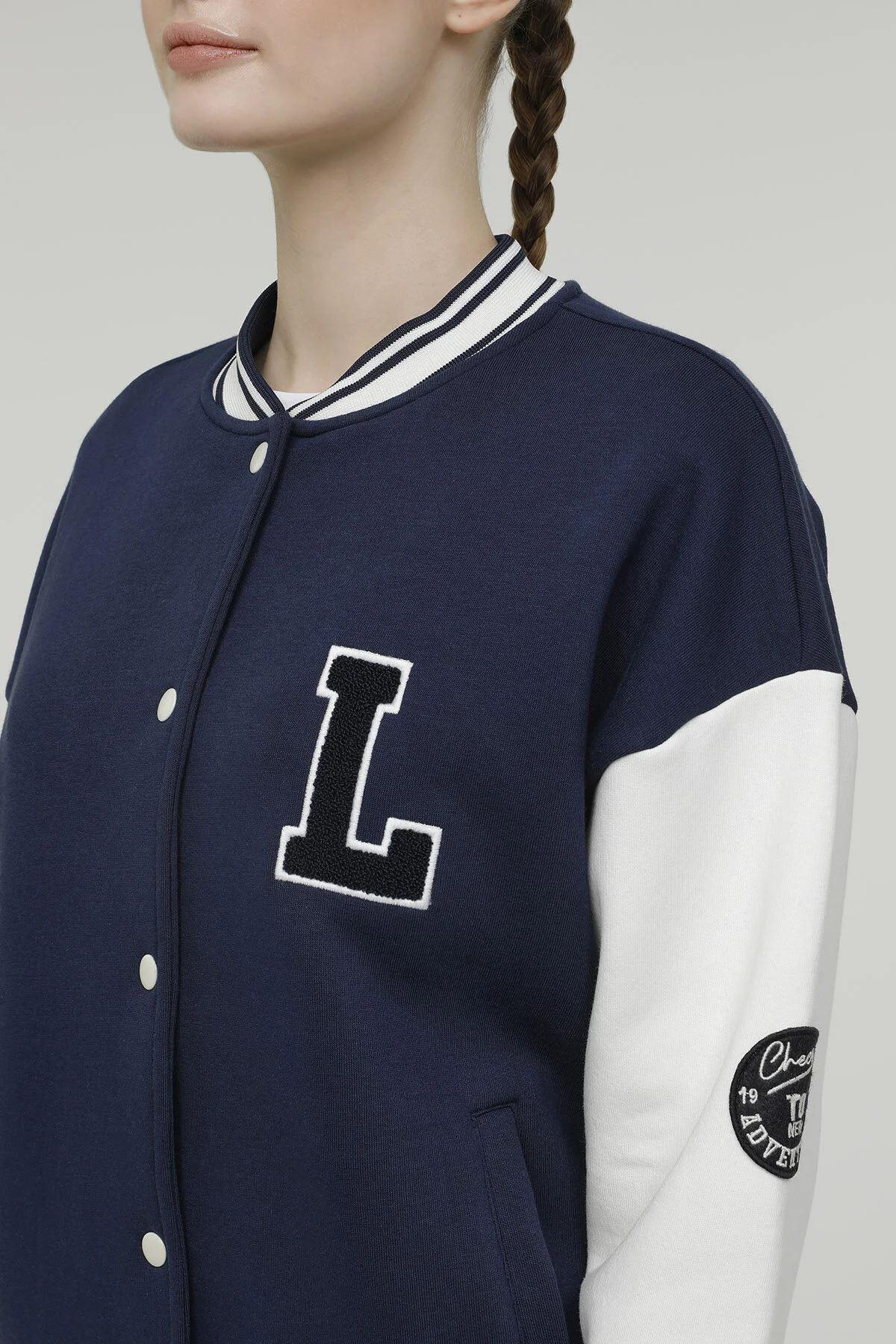 Lumberjack W-Gf85 Cayla Bomber Jacket 2Pr Kadın Lacivert Tam Fermuarlı Sweat