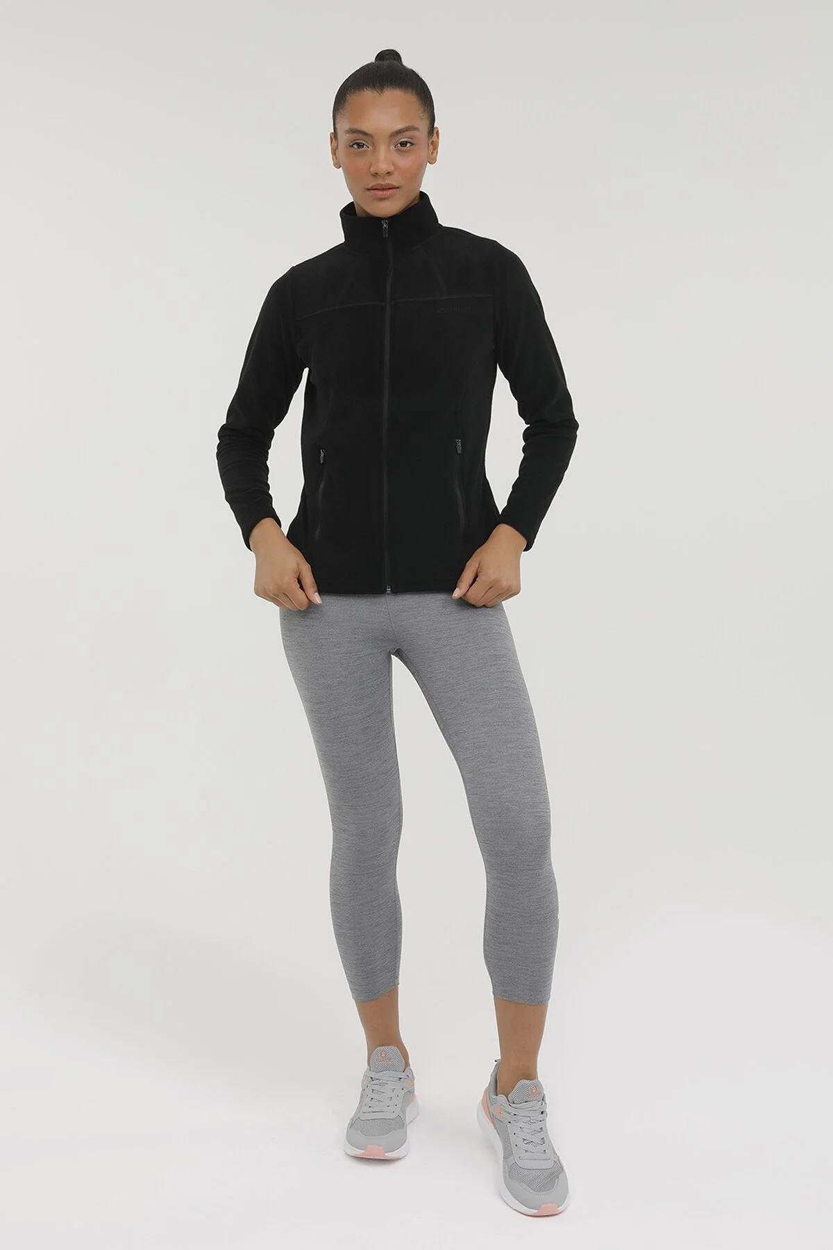 Lumberjack W-Sn158 Basic Polar Pocket Cardi 2P Kadın Siyah Polar