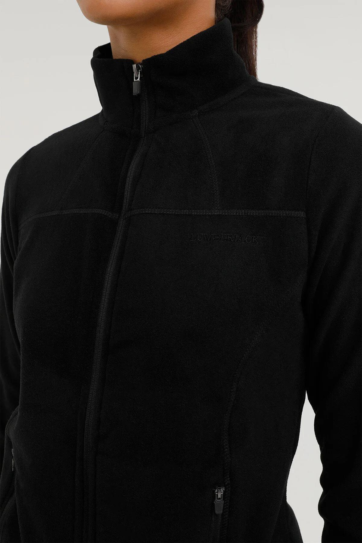 Lumberjack W-Sn158 Basic Polar Pocket Cardi 2P Kadın Siyah Polar